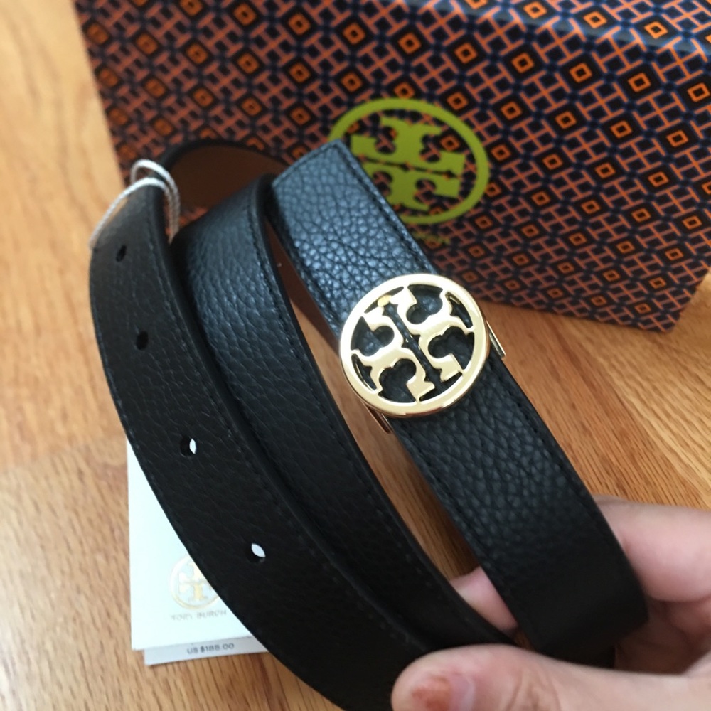 NEW Tory Burch circle logo 1” reversible belt